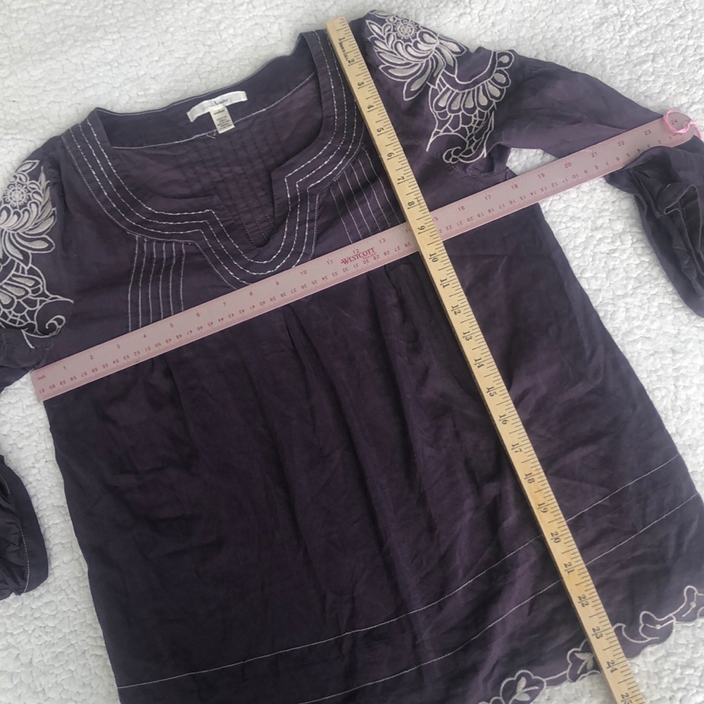 Trinity purple silk cotton embroidered blouse EUC - Picture 9 of 10
